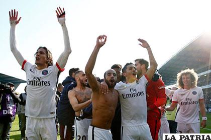 La celebración de los jugadores del PSG