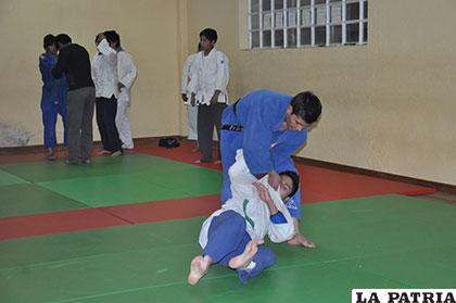 Los deportistas del judo durante sus entrenamientos
