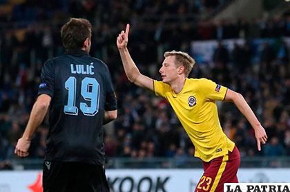  Ladislav Krejci del Sparta Praga celebra uno de los goles contra el Lazio /AS.COM