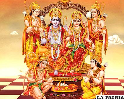 Sita con Rama y sus hermanos