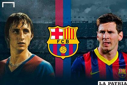 Johan Cruyff y Lionel Messi, referentes de Barcelona