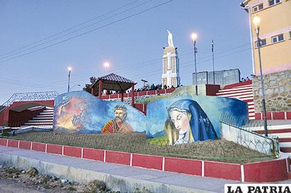 Rostros de la Semana Santa fueron pintados en la plazuela aledaña al Corazón de Jesús