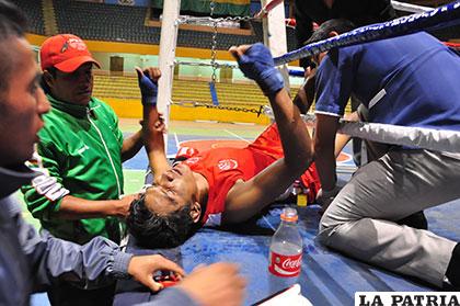 Luis Rodríguez, de Beni, sufrió un fuerte golpe en el costado derecho