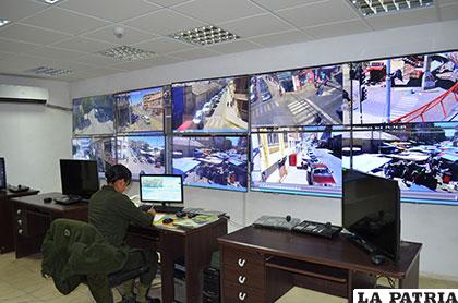 Sala de monitoreo de la Policía