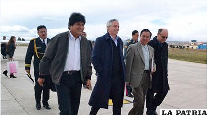 Presidente Morales a su arribo al territorio nacional /ANF