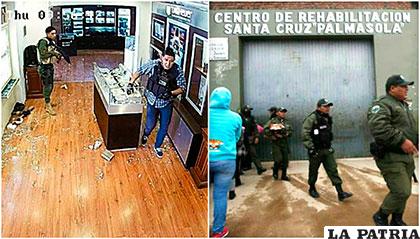 El robo en EuroChronos y la fuga de reos en Palmasola fueron hechos que dejan a la Policías en la mira /Internet