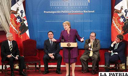 Michelle Bachelet, en una de sus últimas apariciones como mandataria
