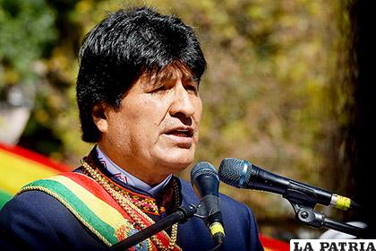 El Presidente Morales durante su discurso /APG