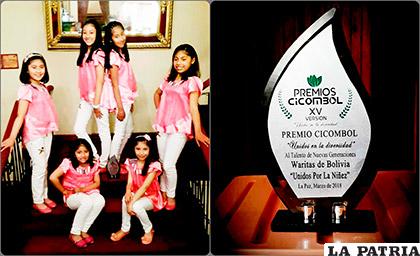 Waritas de Bolivia con su premio Cicombol