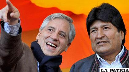 El vicepresidente Álvaro García Linera y el Presidente Evo Morales /ANF/Archivo