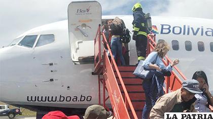 La empresa Boliviana de Aviación aseguró que no hubo riesgo para los pasajeros /Arturo Murillo