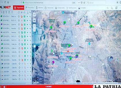 La pantalla del monitoreo en tiempo real de los carros recolectores /LA PATRIA