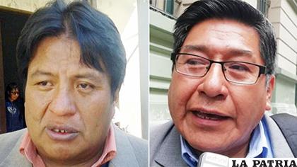 Rubén Sánchez y Mario Silva, principales dirigentes de los choferes de La Paz/ ERBOL