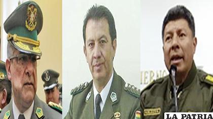 El general Faustino Mendoza, el coronel Rommel Raña y el general Rómulo Delgado /ANF