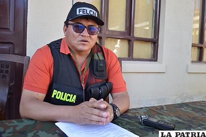 El jefe Departamental de la Felcn-Oruro, teniente coronel Erland Portanda/ LA PATRIA