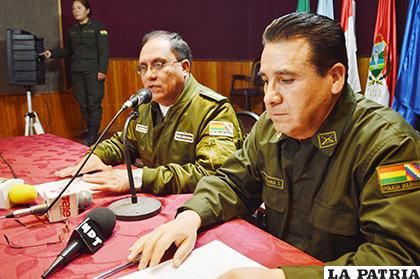 La conferencia de prensa ofrecida por los jefes policiales ayer /LA PATRIA