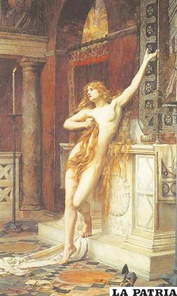 Hipatia, imaginada por el pintor prerrafaelista inglés Charles William Mitchell (1885) /mujeresconciencia.com
