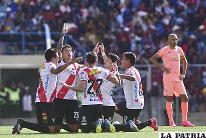 Festejo de los jugadores 