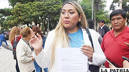 La representante de la Resistencia Juvenil Cochala, Milena Soto /LOS TIEMPOS