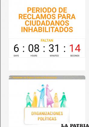 El periodo de reclamos todavía figura en la página del OEP /OEP