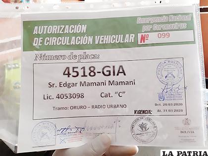 El permiso oficial extendido por tránsito que estaba siendo utilizado indebidamente por el ciudadano /LA PATRIA
