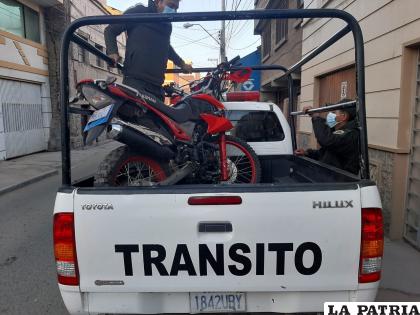 Tránsito remolcó el motorizado hasta sus dependencias /LA PATRIA