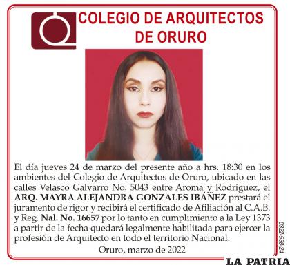 ARQ. MAYRA ALEJANDRA GONZALES IBÁÑEZ 