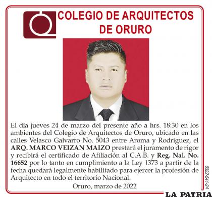 ARQ. MARCO VEIZAN MAIZO