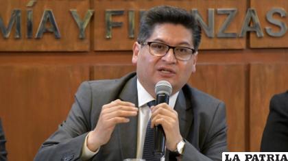 El ministro de Economía, Marcelo Montenegro, manifestando /ABI