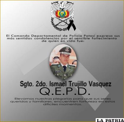 Desde la Policía de Potosí expresaron sus condolencias /Comando de Policía de Potosí