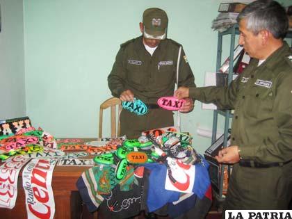 Accesorios decomisados por el personal del Organismo Operativo de Tránsito