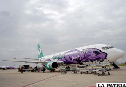Las aeronaves “Sicurí” y “Puma”, estacionadas en el aeropuerto Viru Viru de Santa Cruz