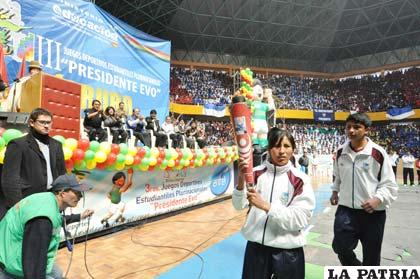 Durante el acto de inauguración de los juegos en la presente gestión