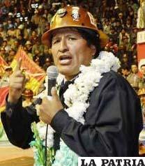 El presidente Morales y los cooperativistas mineros