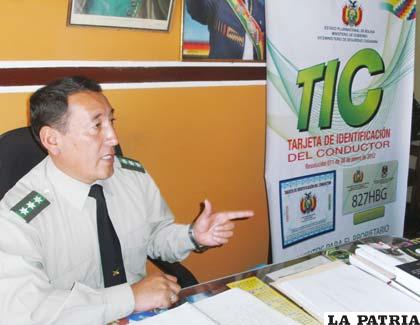 Director de Tránsito, coronel Edmundo Goitia, explica sobre las TIC