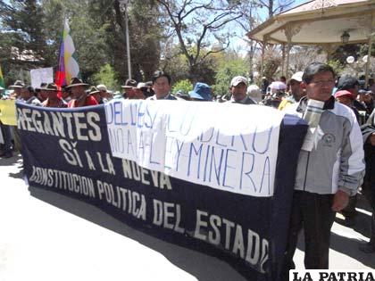 Movilización contra artículos del proyecto de ley minera