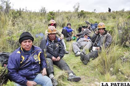 Algunos cooperativistas mineros durante las protestas por la modificación de la ley minera