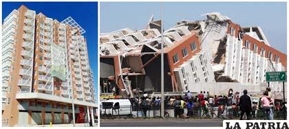 Un bloque de edificios colapsó producto del terremoto registrado en Chile