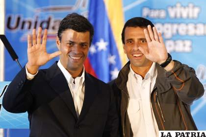 Henrique Capríles y Leopoldo López, líderes de la oposición en Venezuela