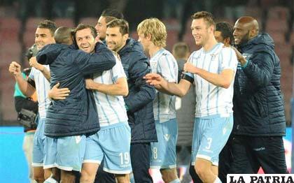 El festejo de los jugadores de Lazio
