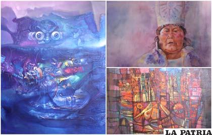 Cuadros ganadores del IX Concurso Nacional de Pintura Oruro