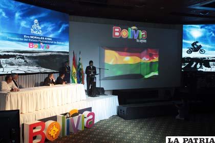 Evo Morales en su alocución durante la presentación