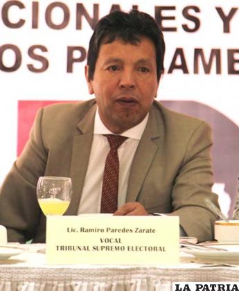 El vocal del Tribunal Supremo Electoral (TSE), Ramiro Paredes