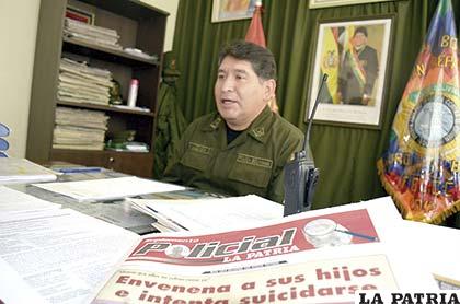 El director de la Felcc, teniente coronel Iván Luizaga, informó sobre el hecho /Archivo