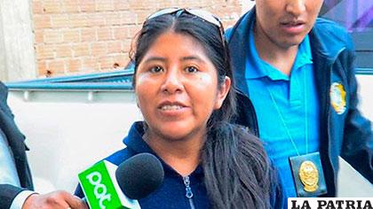 La ex directora de la Unidad de Gestión Social, Cristina Choque /erbol.com.bo