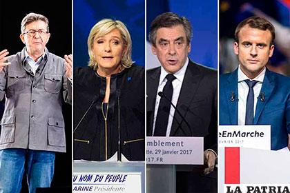 Los cuatro candidatos con opciones de pasar a la segunda vuelta, en las presidenciales de Francia