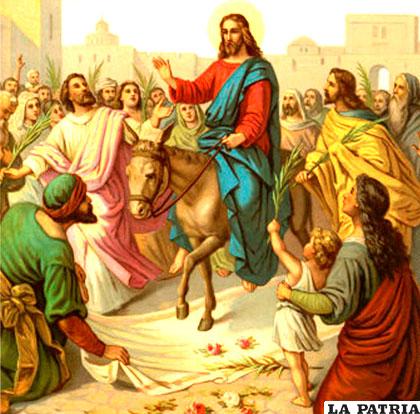 El Domingo de Ramos, Jesús montó un sereno jumento en medio de la multitud