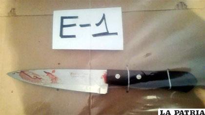 El cuchillo secuestrado en el lugar del crimen /ERBOL