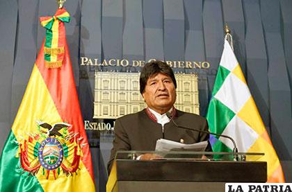 El Presidente Morales durante el anuncio del decreto presidencial de amnistía e indulto /Andes