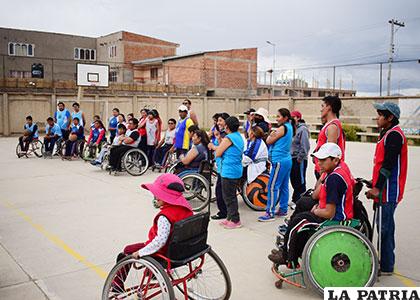 Durante el acto de inauguración del torneo de baloncesto sobre silla de ruedas
